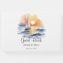 Wasserfarbe Segelboot Sonnenuntergang Seascape Hoc Gästebuch