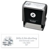 Wasserfarbe Segelboot Sonnenuntergang Seascape Hoc Permastempel (Beispiel)