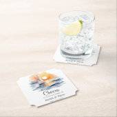 Wasserfarbe Segelboot Sonnenuntergang Seascape Hoc Untersetzer (Vor Ort)