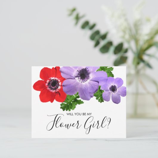 Wasserfarbe sei meine Blume Mädchen Bridesmaid Pos Einladungspostkarte (Stehend Vorderseite)