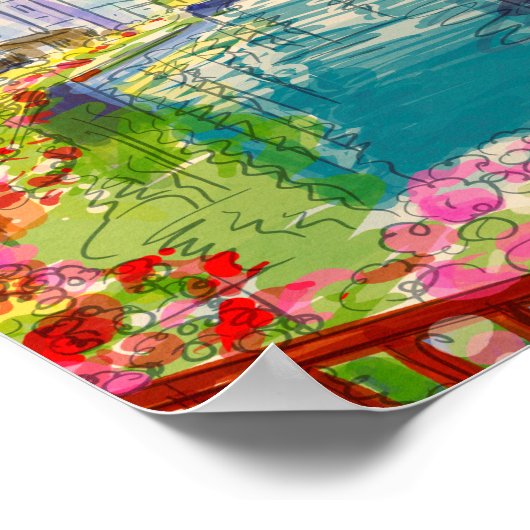 Wasserfarbe Seine France Reiseplakat Poster (Ecke)