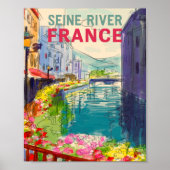 Wasserfarbe Seine France Reiseplakat Poster (Vorne)