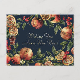 Wasserfarbe Shana Tova - blau & gelb Postkarte