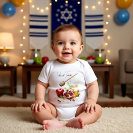 Wasserfarbe Shanah Tovah mit Glas Honig Baby Strampler