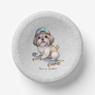 Wasserfarbe Shih Tzu Papier Bowl Pappteller
