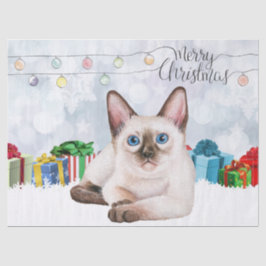 Wasserfarbe Siamese Kitten Weihnachten Seidenpapier