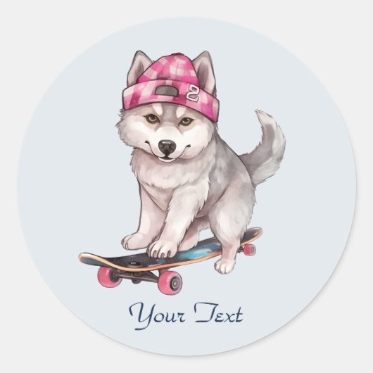 Wasserfarbe Siberischer Husky-Sticker Runder Aufkleber (Vorderseite)