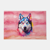 Wasserfarbe Sibirische Husky Farben Kunst Fußmatte (Vorderseite)