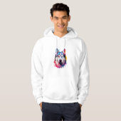 Wasserfarbe Sibirische Husky Farben Kunst Hoodie (Vorne ganz)