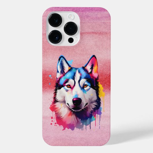 Wasserfarbe Sibirische Husky Farben Kunst iPhone Hülle (Rückseite)