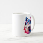 Wasserfarbe Sibirische Husky Farben Kunst Kaffeetasse (VorderseiteRechts)