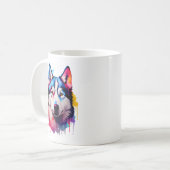 Wasserfarbe Sibirische Husky Farben Kunst Kaffeetasse (Vorderseite Links)