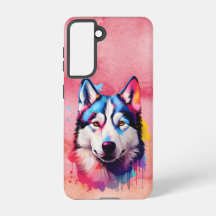 Wasserfarbe Sibirische Husky Farben Kunst
