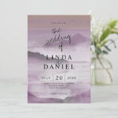 Wasserfarbe Sicke Berge Rosa Hochzeit Einladung (Stehend Vorderseite)