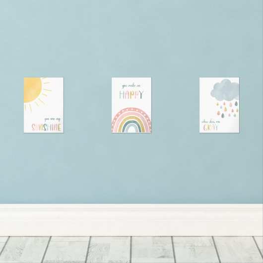 Wasserfarbe Sie sind mein Sonnenschein Bilderwand Sets (Holzboden)