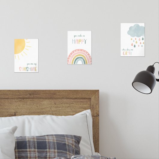 Wasserfarbe Sie sind mein Sonnenschein Bilderwand Sets (Schlafzimmer)