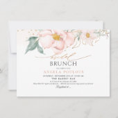 Wasserfarbe Single Petal Rose Bridal Brunch Einladung (Vorderseite)