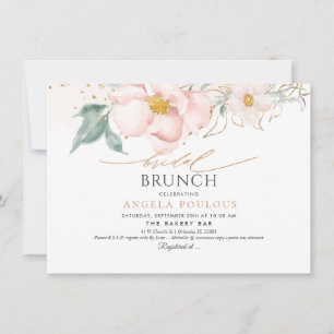 Wasserfarbe Single Petal Rose Bridal Brunch Einladung