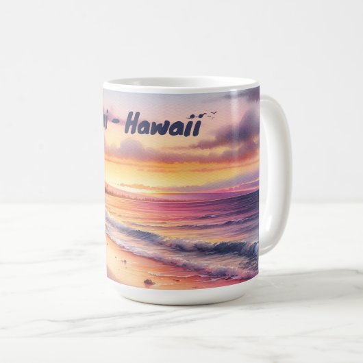 Wasserfarbe Sketch Maui Hawaii farbenfroh | Kaffeetasse (VorderseiteRechts)