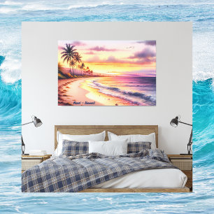 Wasserfarbe Sketch Maui Hawaii farbenfroh Leinwanddruck