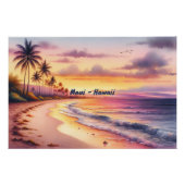 Wasserfarbe Sketch Maui Hawaii farbenfroh | Poster (Vorderseite)