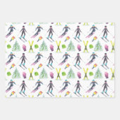 Wasserfarbe Skifahren Geschenkpapier Set (Vorderseite 3)