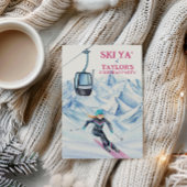 Wasserfarbe Skifahren Party Einladung