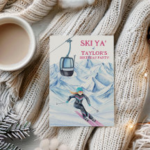 Wasserfarbe Skifahren Party