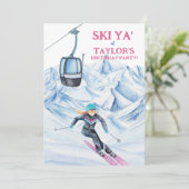 Wasserfarbe Skifahren Party Einladung (Stehend Vorderseite)