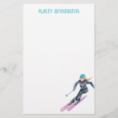 Wasserfarbe Skifahren Personalisiert Briefpapier (Vorderseite)