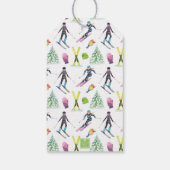 Wasserfarbe Skifahren Personalisiert Geschenkanhänger (Rückseite)