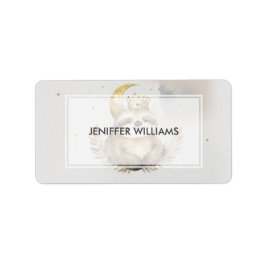 Wasserfarbe Sloth Moon Crown Adressaufkleber