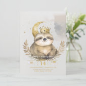 Wasserfarbe Sloth Moon Crown Einladung (Stehend Vorderseite)