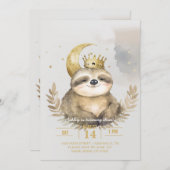 Wasserfarbe Sloth Moon Crown Einladung (Vorne/Hinten)
