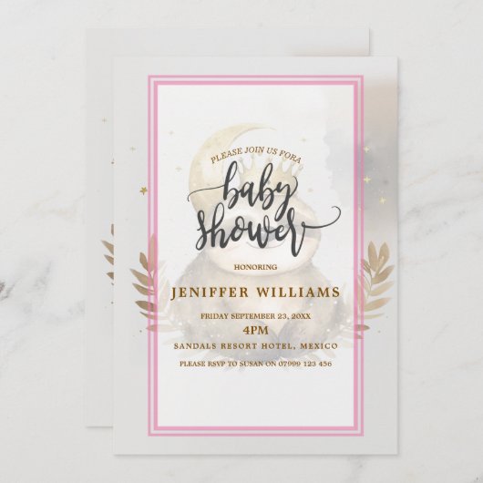 Wasserfarbe Sloth Moon Crown Einladung (Vorne/Hinten)