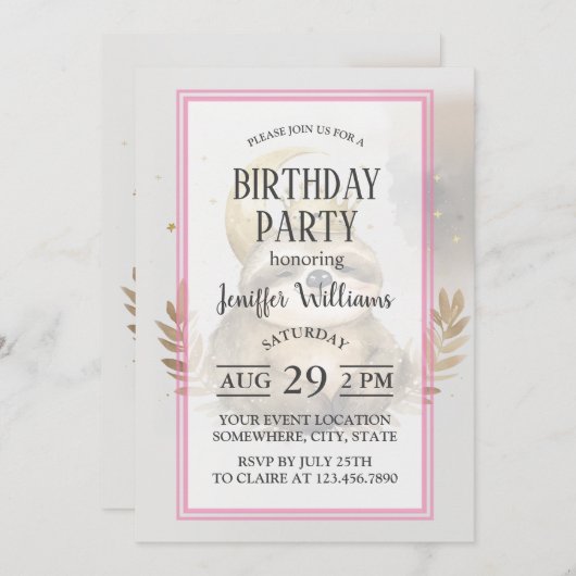 Wasserfarbe Sloth Moon Crown Einladung (Vorne/Hinten)