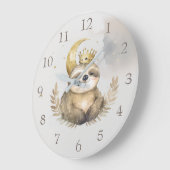 Wasserfarbe Sloth Moon Crown Große Wanduhr (Winkel)