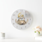Wasserfarbe Sloth Moon Crown Große Wanduhr (Zuhause)