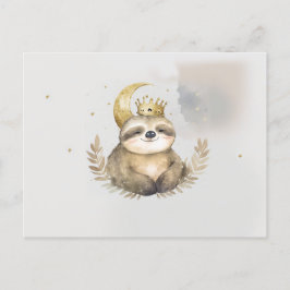 Wasserfarbe Sloth Moon Crown Postkarte