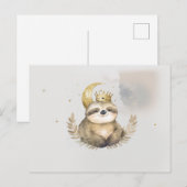 Wasserfarbe Sloth Moon Crown Postkarte (Vorne/Hinten)
