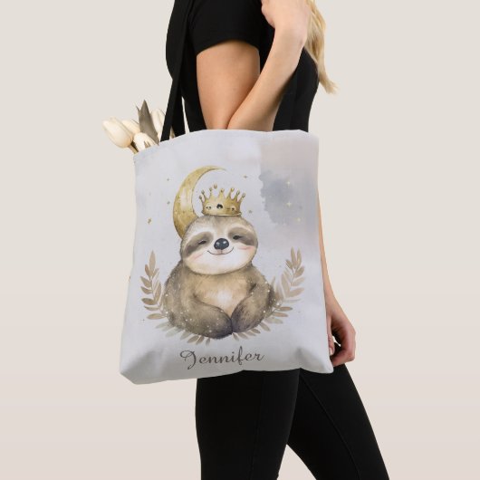 Wasserfarbe Sloth Moon Crown Tasche (Von Nahem)
