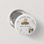 Wasserfarbe S'more Campfire 1. Geburtstag Button (Vorne & Hinten)