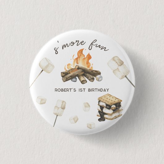 Wasserfarbe S'more Campfire 1. Geburtstag Button (Vorderseite)