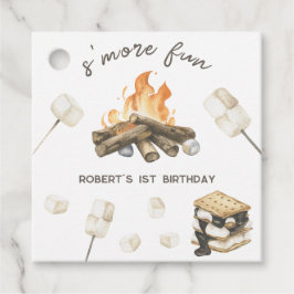Wasserfarbe S'more Campfire 1. Geburtstag Geschenkanhänger