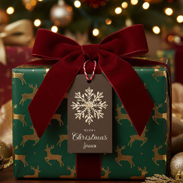 Wasserfarbe Snowflake Braun Custom Weihnachten Geschenkanhänger