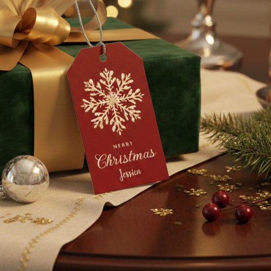 Wasserfarbe Snowflake Red Custom Weihnachten Geschenkanhänger