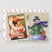 Wasserfarbe Snowman Foto Weihnachten (Vorne/Hinten)