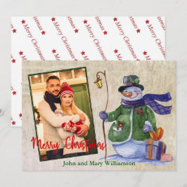 Wasserfarbe Snowman Foto Weihnachten