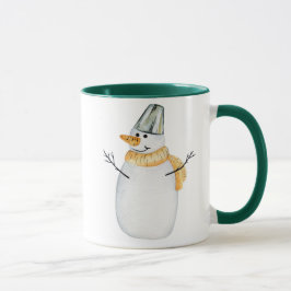 Wasserfarbe Snowman Grün Weihnachtskaffee Tasse