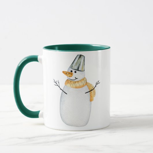 Wasserfarbe Snowman Grün Weihnachtskaffee Tasse (Links)